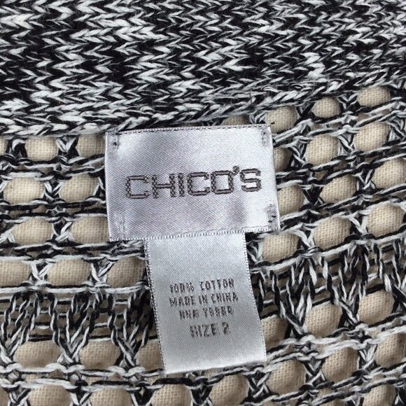 Chicos 2 Duster Cardigan Sweater Womens Size Large 12 Black Long Open Crochet - Picture 8 of 9